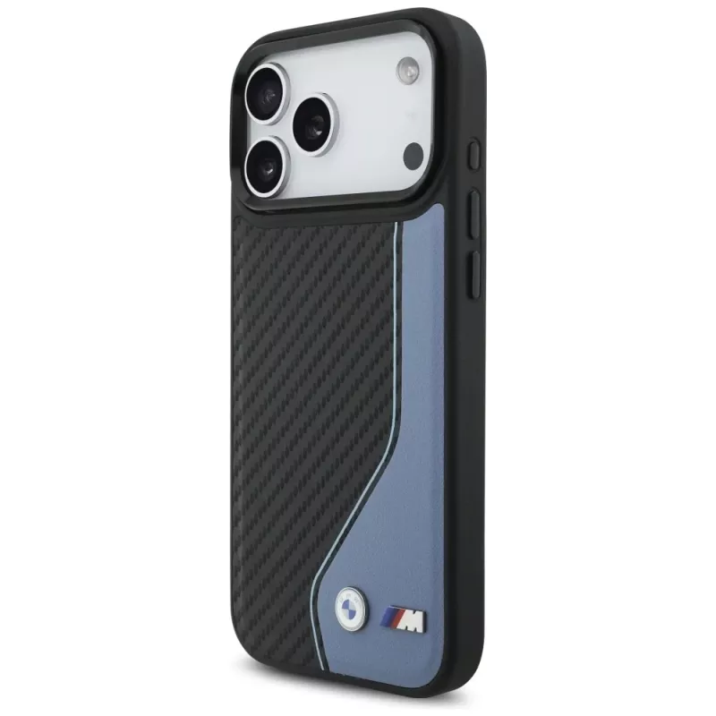 Custodia MagSafe BMW M Carbon Logo per iPhone 17 Pro Max blu