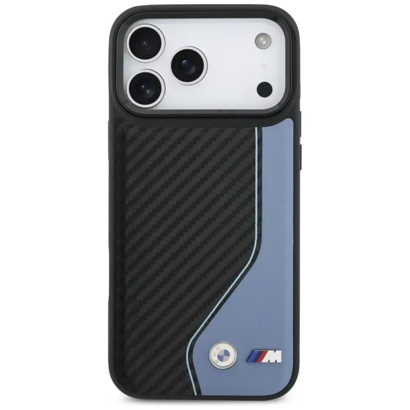 Custodia MagSafe BMW M Carbon Logo per iPhone 17 Pro Max blu
