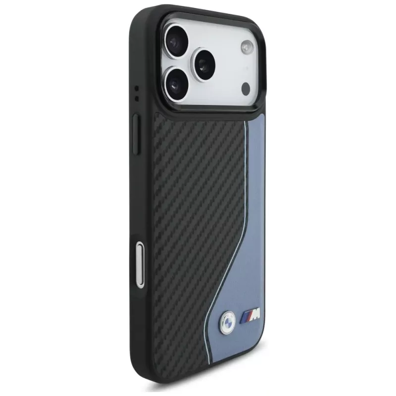 Custodia MagSafe BMW M Carbon Logo per iPhone 17 Pro Max blu