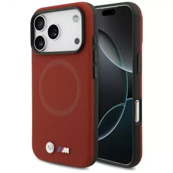 Custodia MagSafe BMW M Series Metal Logo per Apple iPhone 17 Pro, rosso