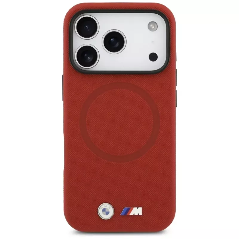 Custodia MagSafe BMW M Series Metal Logo per Apple iPhone 17 Pro, rosso