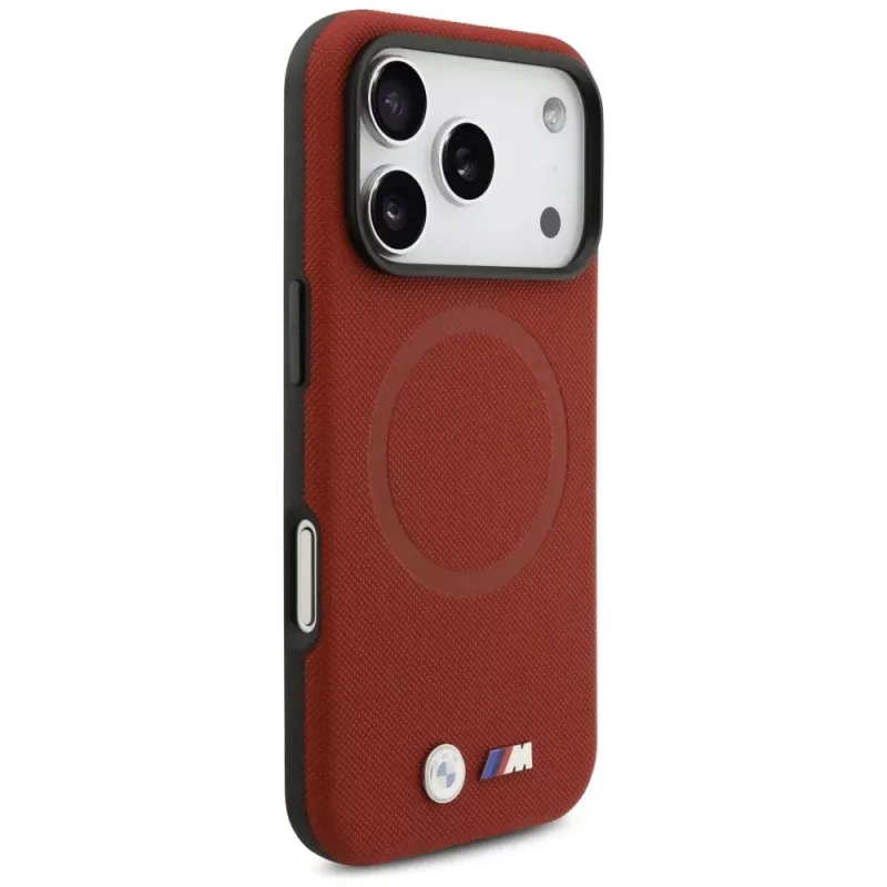 Custodia MagSafe BMW M Series Metal Logo per Apple iPhone 17 Pro, rosso