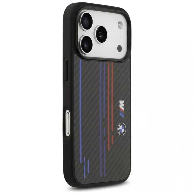 Custodia MagSafe BMW M Kevlar Lines & Logo per iPhone 17 Pro nero