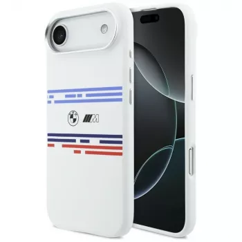 Custodia MagSafe BMW M Silicon Horizontal Line per iPhone Air bianco