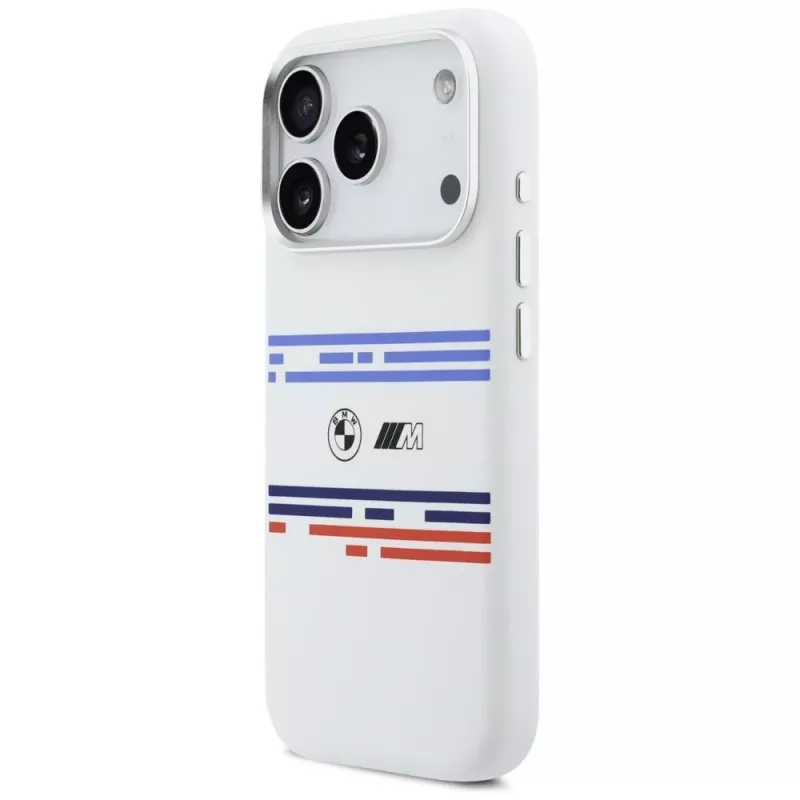 Custodia MagSafe BMW M Silicon Horizontal Line per iPhone 17 Pro bianco