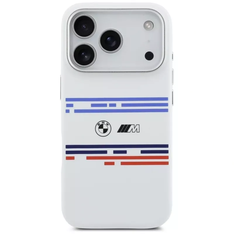 Custodia MagSafe BMW M Silicon Horizontal Line per iPhone 17 Pro bianco
