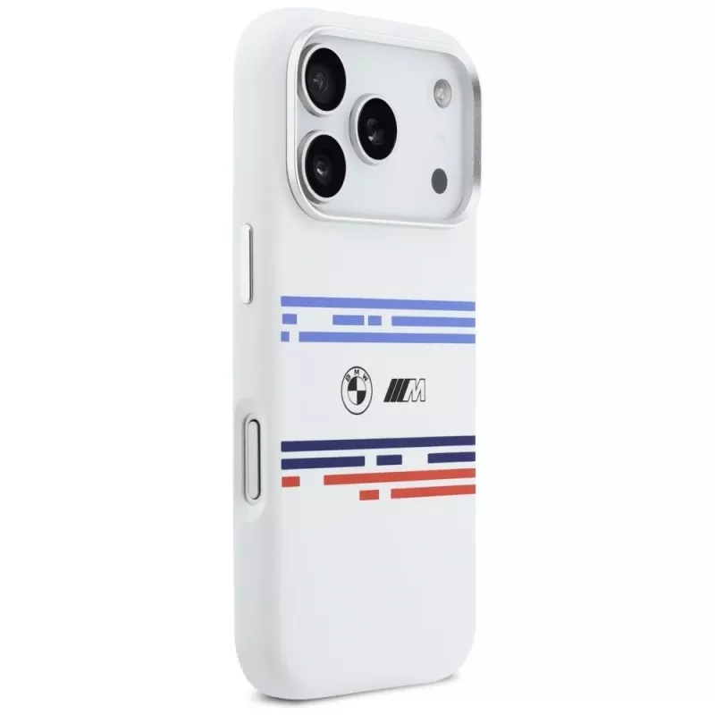 Custodia MagSafe BMW M Silicon Horizontal Line per iPhone 17 Pro bianco
