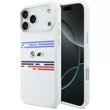 Custodia MagSafe BMW M Silicon Horizontal Line per iPhone 17 Pro Max bianco