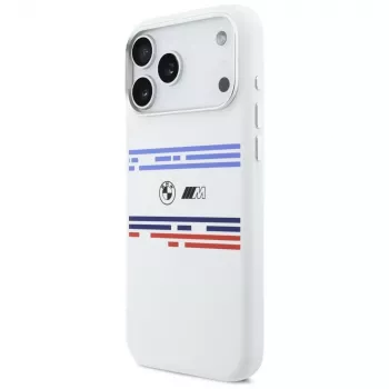 Custodia MagSafe BMW M Silicon Horizontal Line per iPhone 17 Pro Max bianco