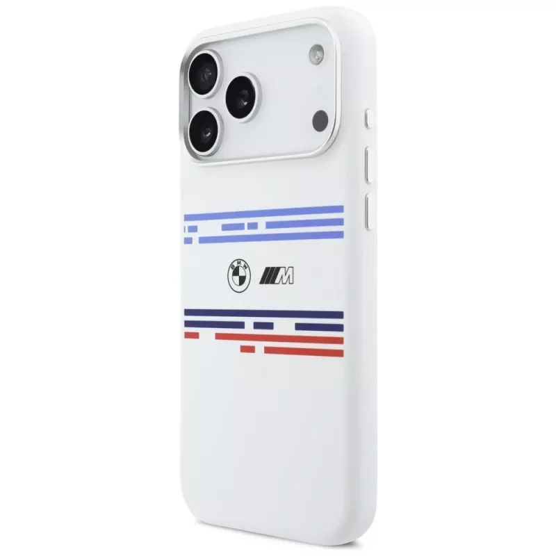 Custodia MagSafe BMW M Silicon Horizontal Line per iPhone 17 Pro Max bianco