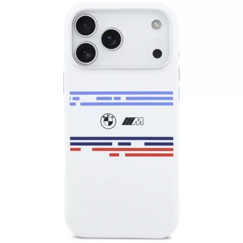Custodia MagSafe BMW M Silicon Horizontal Line per iPhone 17 Pro Max bianco