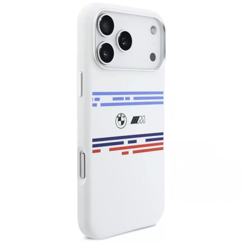 Custodia MagSafe BMW M Silicon Horizontal Line per iPhone 17 Pro Max bianco