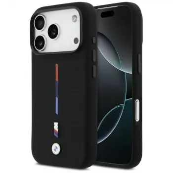 Custodia MagSafe BMW M Silicon Tricolor Line per iPhone 17 Pro nero