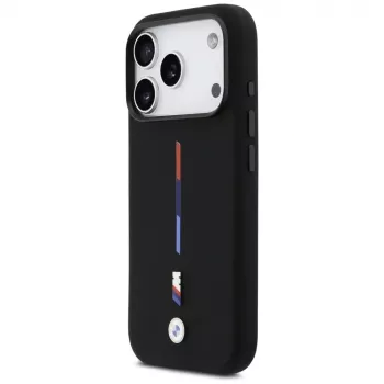 Custodia MagSafe BMW M Silicon Tricolor Line per iPhone 17 Pro nero