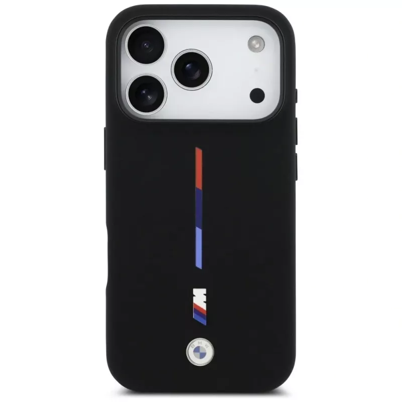 Custodia MagSafe BMW M Silicon Tricolor Line per iPhone 17 Pro nero