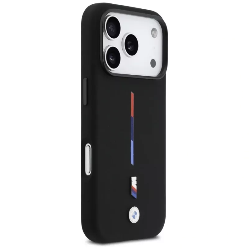Custodia MagSafe BMW M Silicon Tricolor Line per iPhone 17 Pro nero