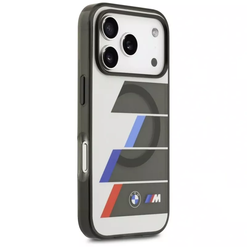 Custodia MagSafe BMW M IML Metal Buttons Tricolor Lines per Apple iPhone 17 Pro, antracite