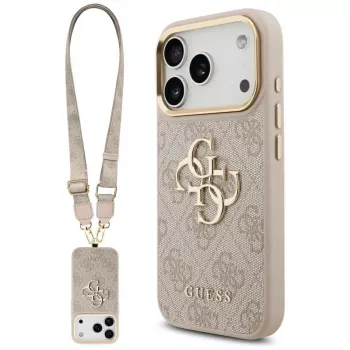 Custodia Guess 4G Big Classic Logo Big Strap Metal Buttons per Apple iPhone 17 Pro rosa