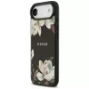 Custodia MagSafe Guess Grained Flowers Classic Logo per Apple iPhone Air - nero