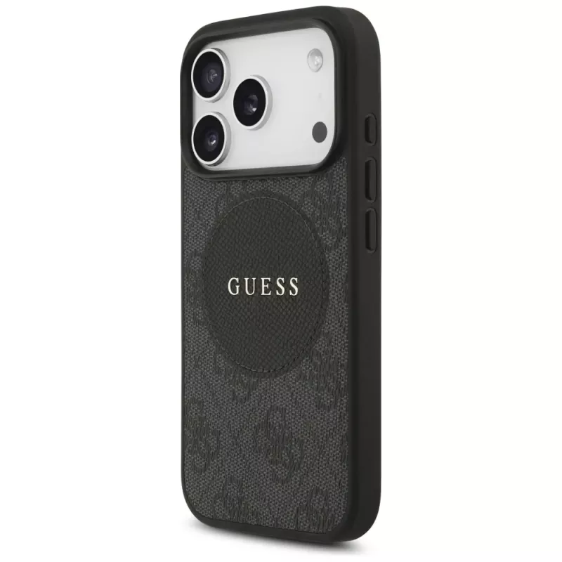 Custodia MagSafe Guess 4G Circle Classic Logo per iPhone 17 Pro (nero)