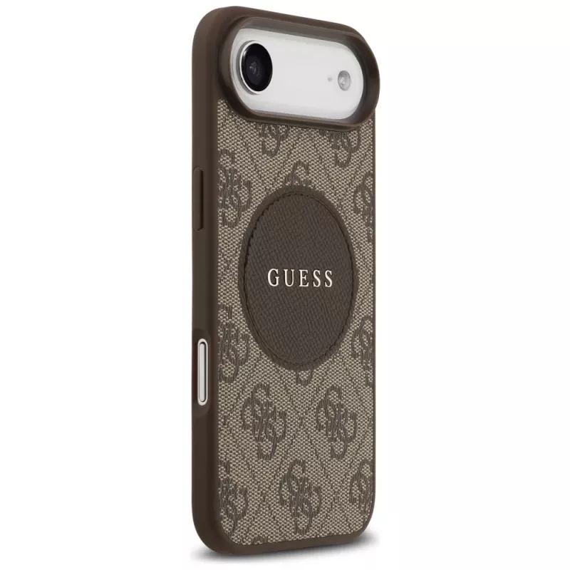 Custodia MagSafe Guess 4G Circle Classic Logo per iPhone Air, marrone