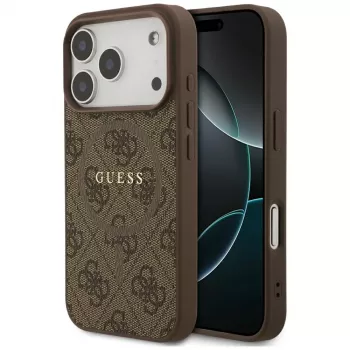 Guess 4G Ring Classic Logo MagSafe Back Cover per Apple iPhone 17 Pro, marrone