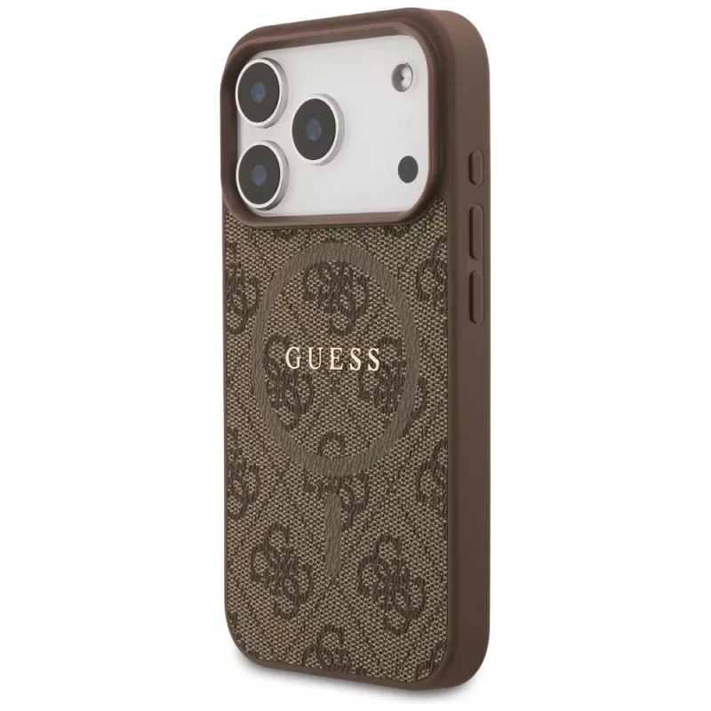 Guess 4G Ring Classic Logo MagSafe Back Cover per Apple iPhone 17 Pro, marrone