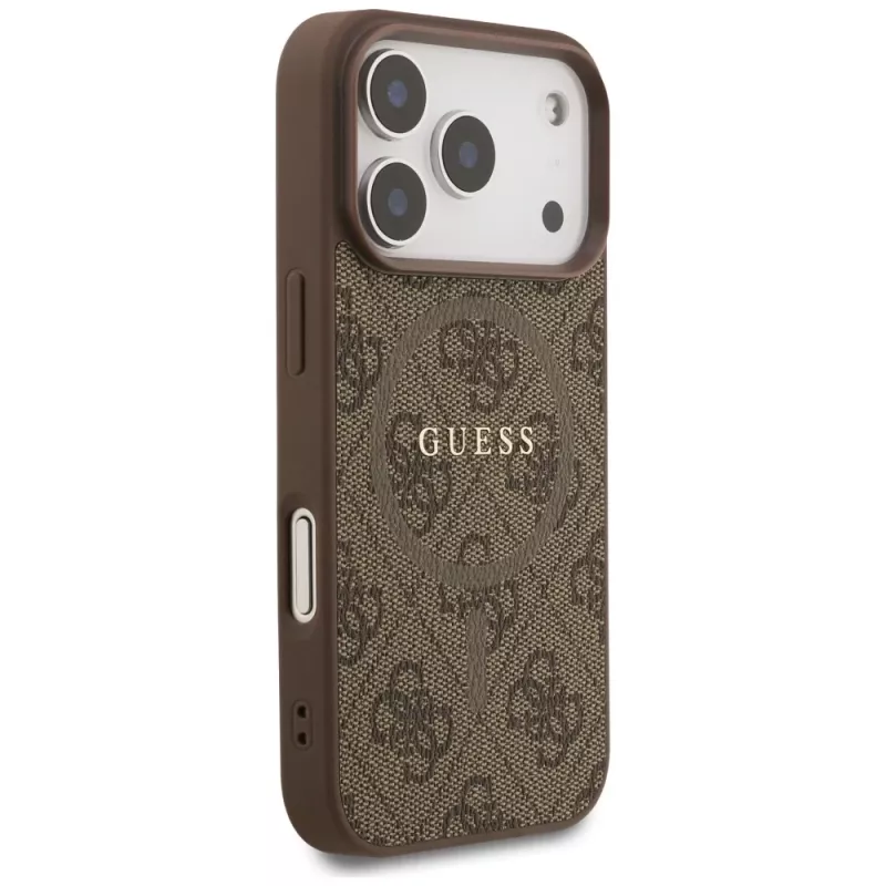 Guess 4G Ring Classic Logo MagSafe Back Cover per Apple iPhone 17 Pro, marrone