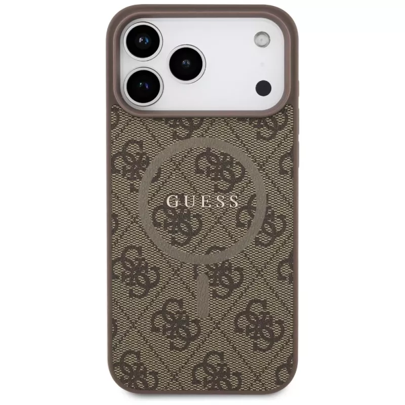 Guess 4G Ring Classic Logo MagSafe Case per iPhone 17 Pro Max (marrone)
