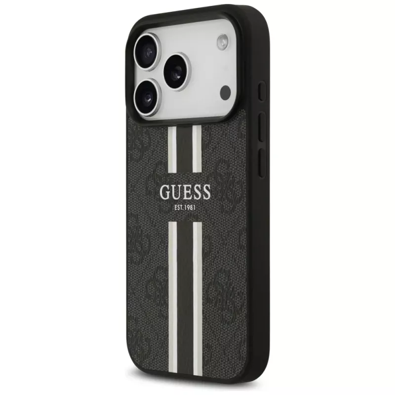 Guess 4G Printed Stripes MagSafe Case per iPhone 17 Pro (nero)