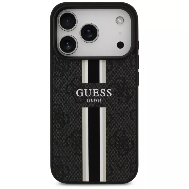 Guess 4G Printed Stripes MagSafe Case per iPhone 17 Pro (nero)