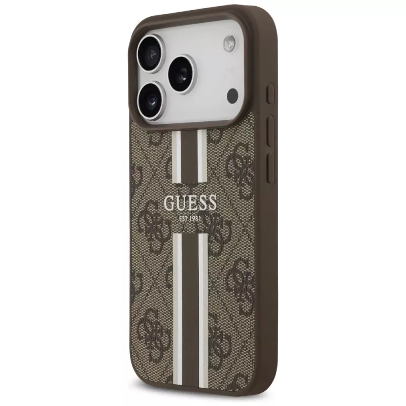 Guess 4G Printed Stripes MagSafe Case per Apple iPhone 17 Pro - marrone