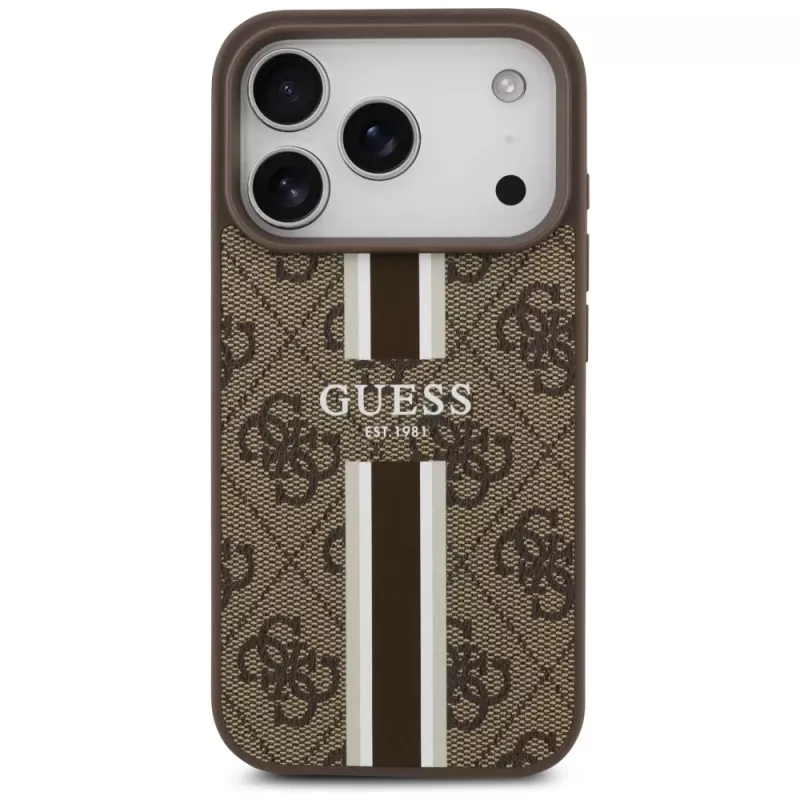 Guess 4G Printed Stripes MagSafe Case per Apple iPhone 17 Pro - marrone