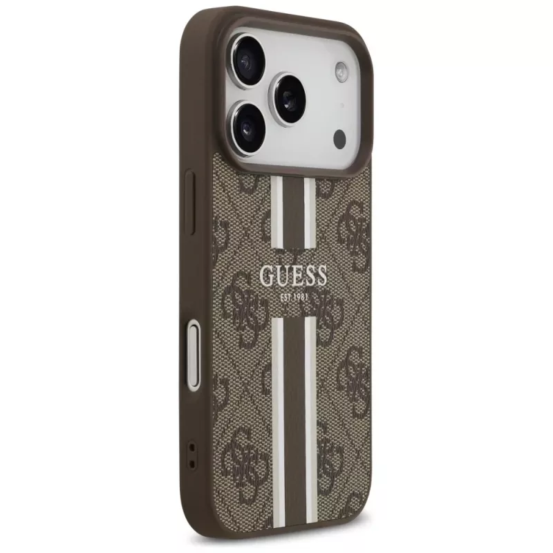 Guess 4G Printed Stripes MagSafe Case per Apple iPhone 17 Pro - marrone