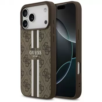 Guess 4G Printed Stripes MagSafe Case per iPhone 17 Pro Max (marrone)