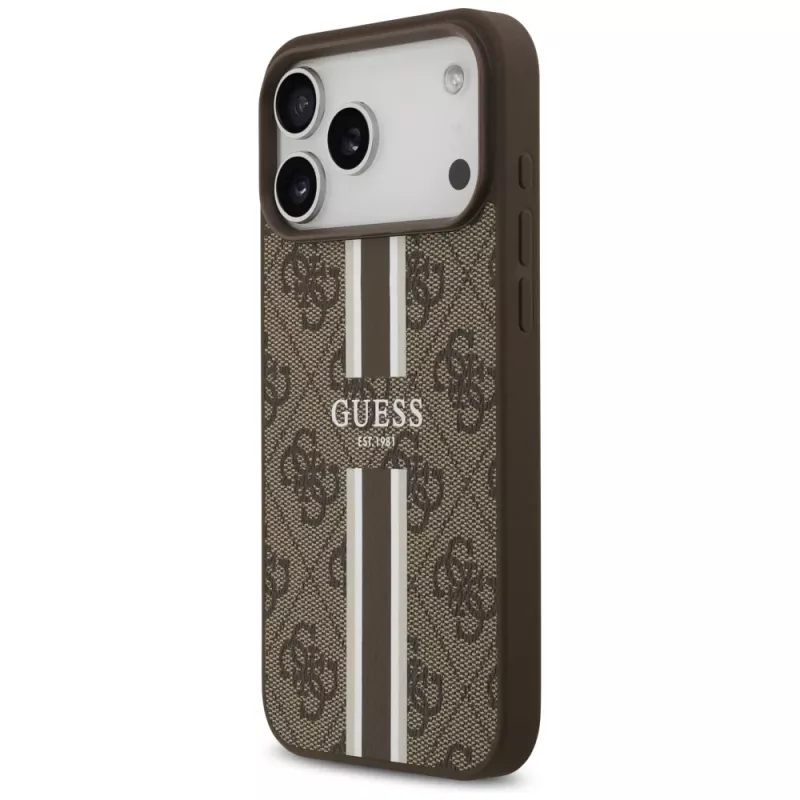 Guess 4G Printed Stripes MagSafe Case per iPhone 17 Pro Max (marrone)