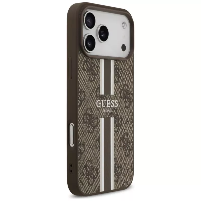Guess 4G Printed Stripes MagSafe Case per iPhone 17 Pro Max (marrone)