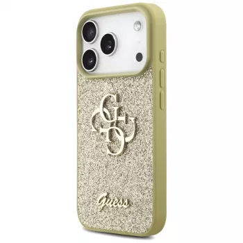 Guess Fixed Glitter Big 4G Back Cover per Apple iPhone 17 Pro, oro