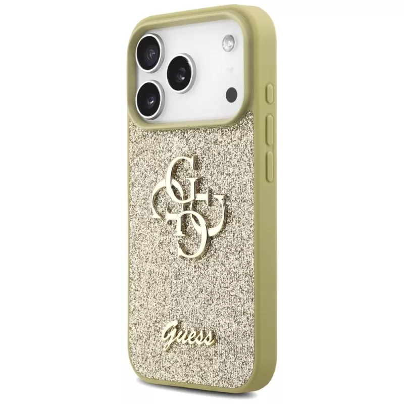 Guess Fixed Glitter Big 4G Back Cover per Apple iPhone 17 Pro, oro