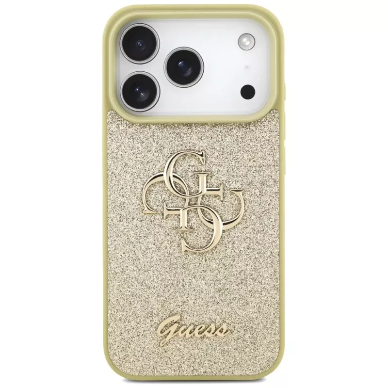 Guess Fixed Glitter Big 4G Back Cover per Apple iPhone 17 Pro, oro