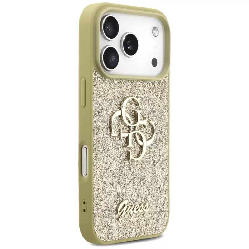 Guess Fixed Glitter Big 4G Back Cover per Apple iPhone 17 Pro, oro