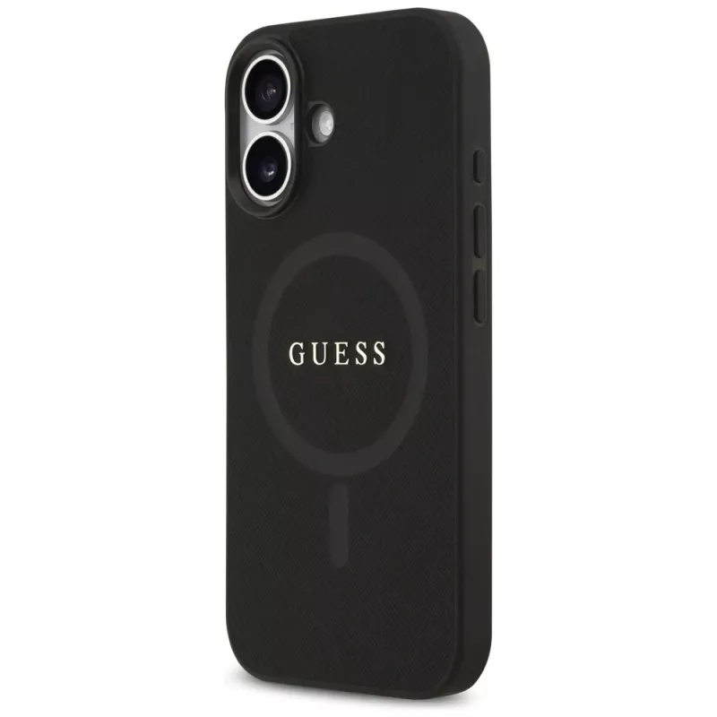 Guess Saffiano Classic Logo MagSafe Case per iPhone 17 nero
