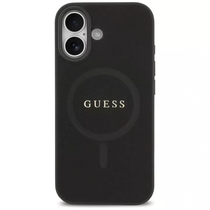 Guess Saffiano Classic Logo MagSafe Case per iPhone 17 nero