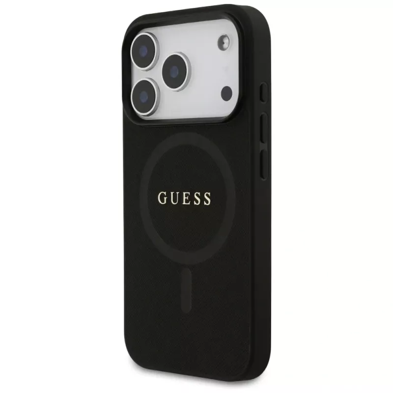 Guess Saffiano Classic Logo MagSafe Case per iPhone 17 Pro, nero