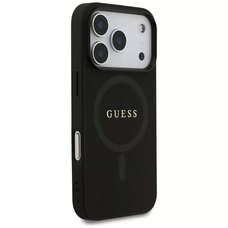 Guess Saffiano Classic Logo MagSafe Case per iPhone 17 Pro, nero
