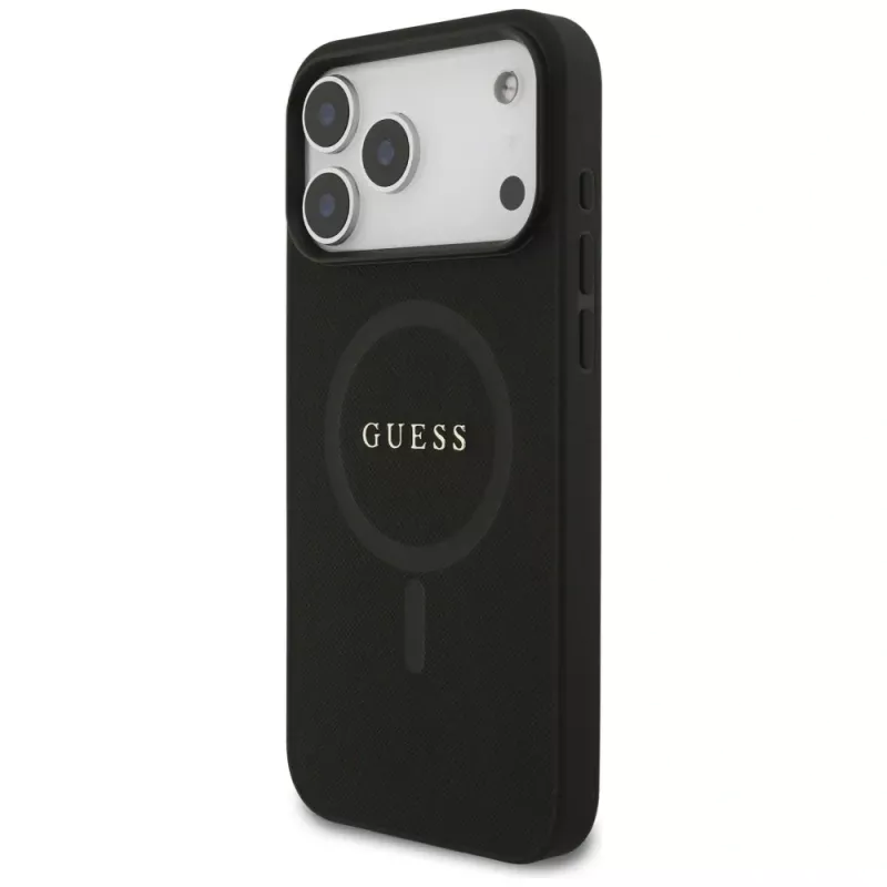 Guess Saffiano Classic Logo MagSafe Case per iPhone 17 Pro Max nero