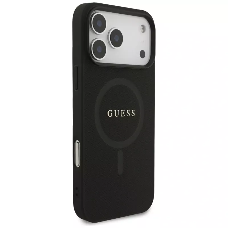 Guess Saffiano Classic Logo MagSafe Case per iPhone 17 Pro Max nero