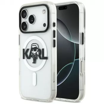 KARL LAGERFELD IML Karl Sketch Logo MagSafe Case per iPhone 17 Pro trasparente