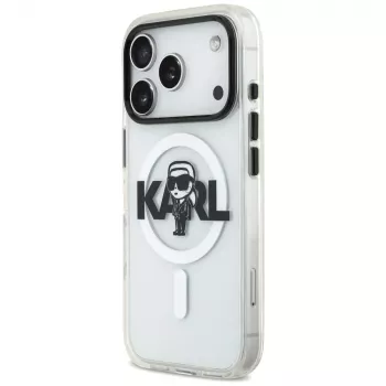 KARL LAGERFELD IML Karl Sketch Logo MagSafe Case per iPhone 17 Pro trasparente