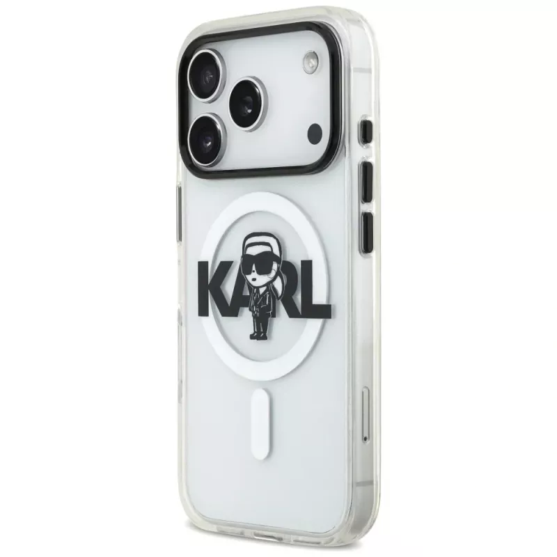 KARL LAGERFELD IML Karl Sketch Logo MagSafe Case per iPhone 17 Pro trasparente